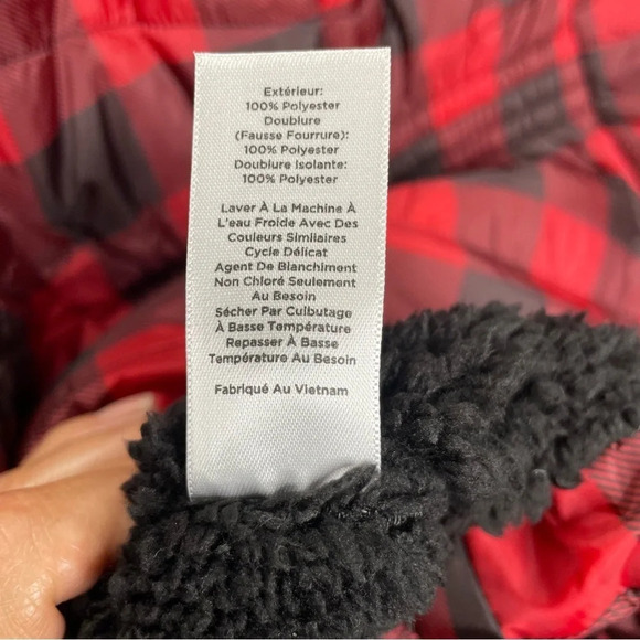 Talbots Faux Fur Buffalo Plaid Puffer Vest - Picture 3 of 10